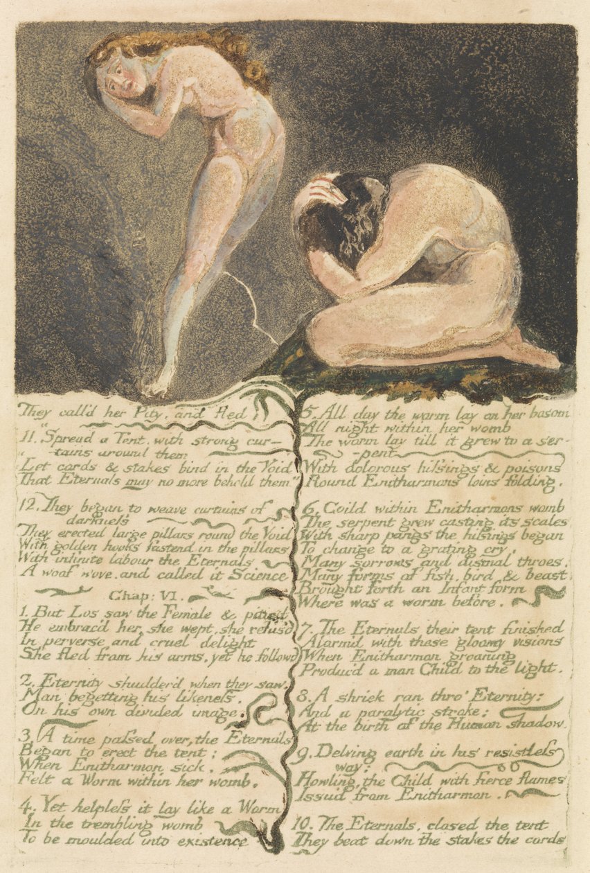 The First Book of Urizen, plate 17, They called her Pity and Fled.. by William Blake