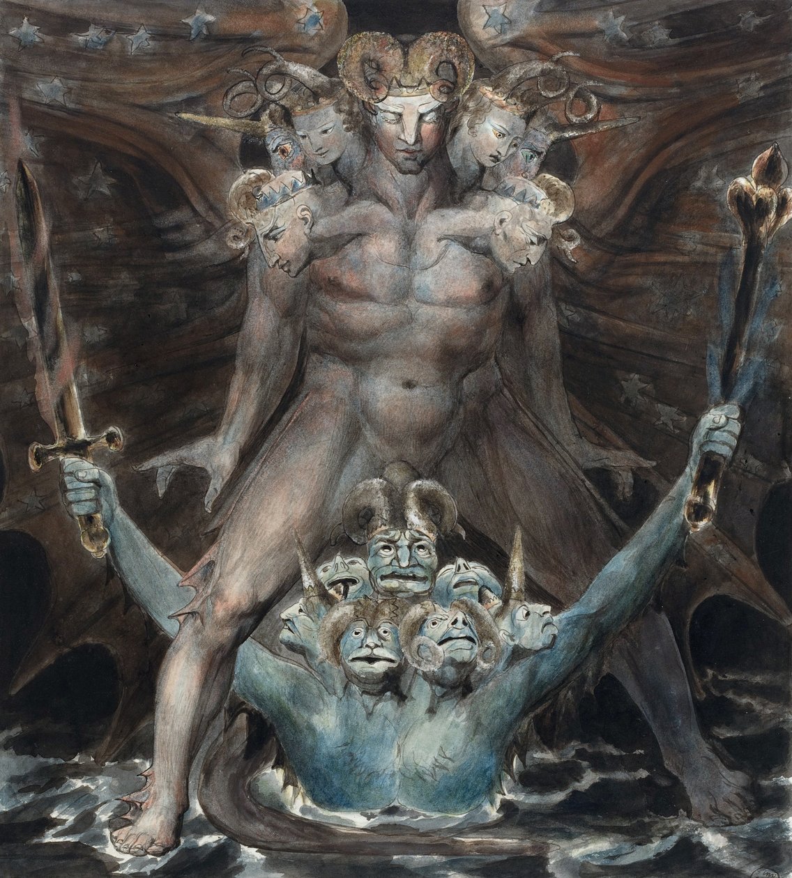 The Great Red Dragon and the Beast from the Sea by William Blake