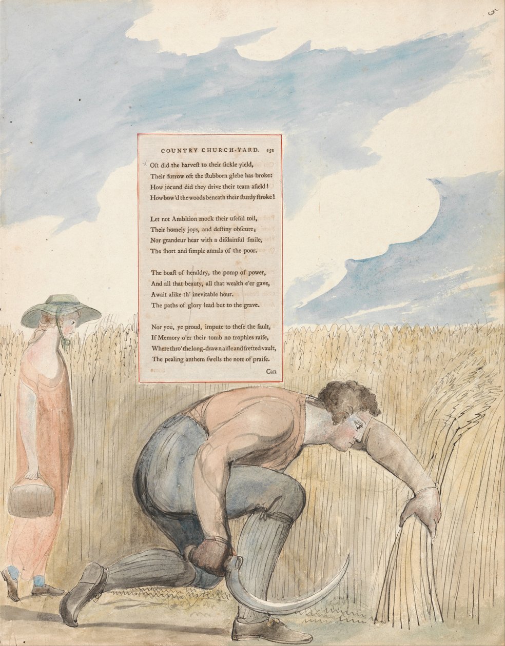 The Poems of Thomas Gray, Design 109, Elegy Written in a Country Church-Yard by William Blake