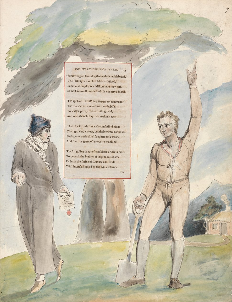 The Poems of Thomas Gray, Design 111, Elegy Written in a Country Church-Yard by William Blake