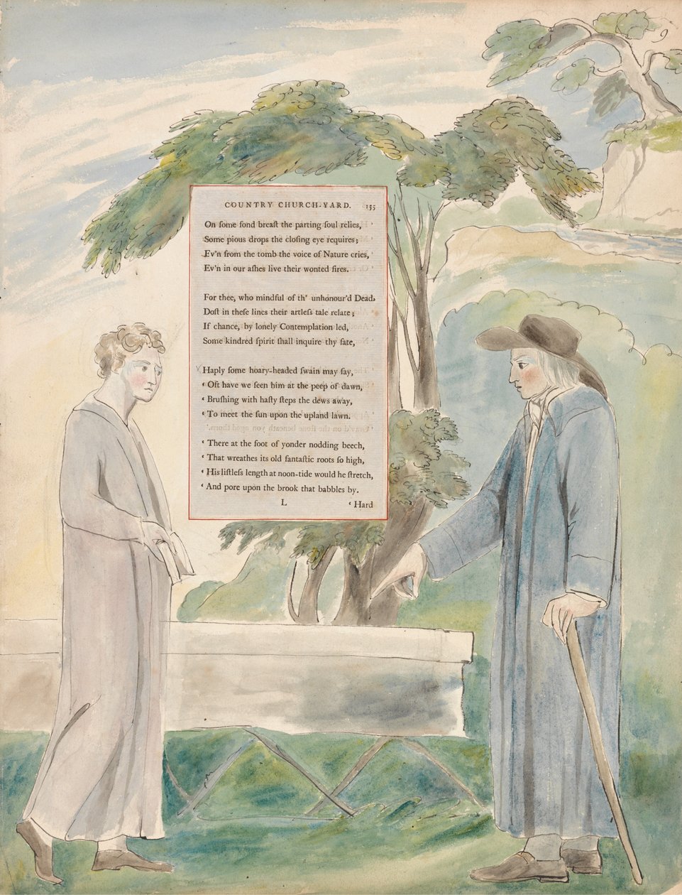 The Poems of Thomas Gray, Design 113, Elegy Written in a Country Church-Yard by William Blake