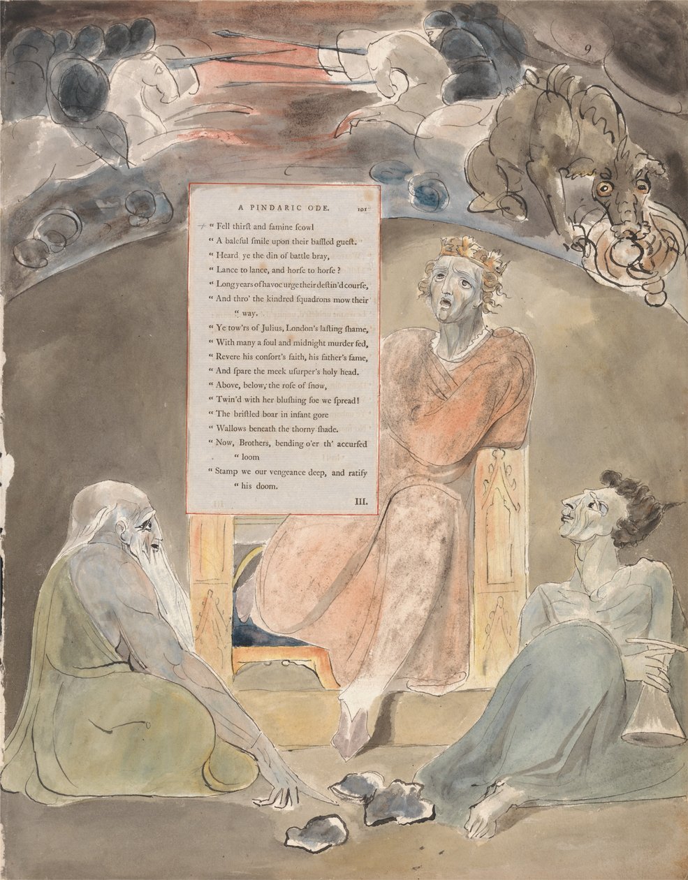 The Poems of Thomas Gray, Design 61, The Bard by William Blake