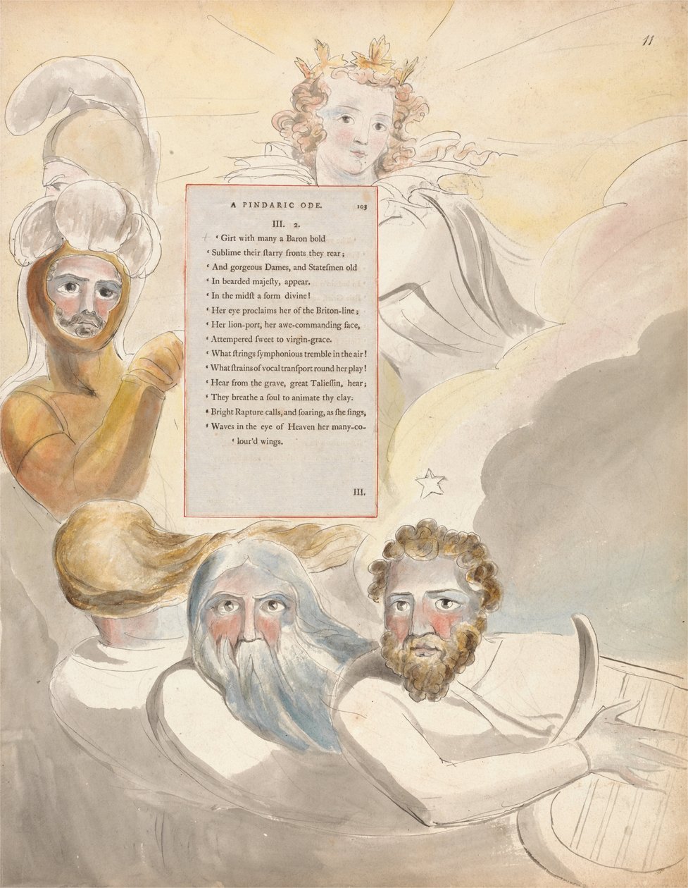 The Poems of Thomas Gray, Design 63, The Bard by William Blake