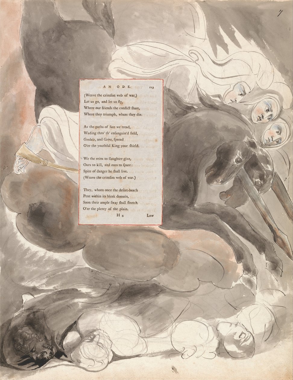 The Poems of Thomas Gray, Design 73, The Fatal Sisters by William Blake