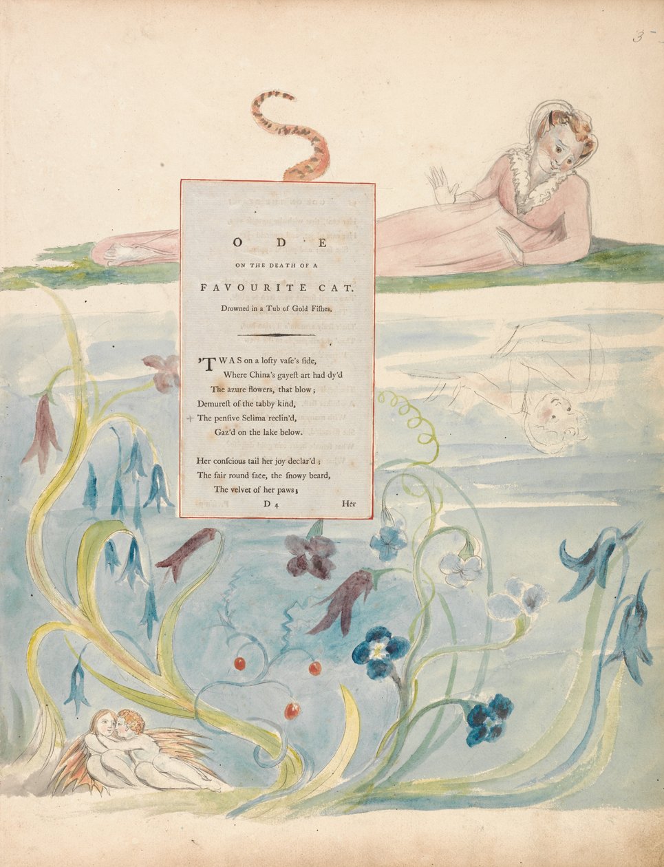 The Poems of Thomas Gray, Design 9, Ode on the Death of a Favourite Cat by William Blake