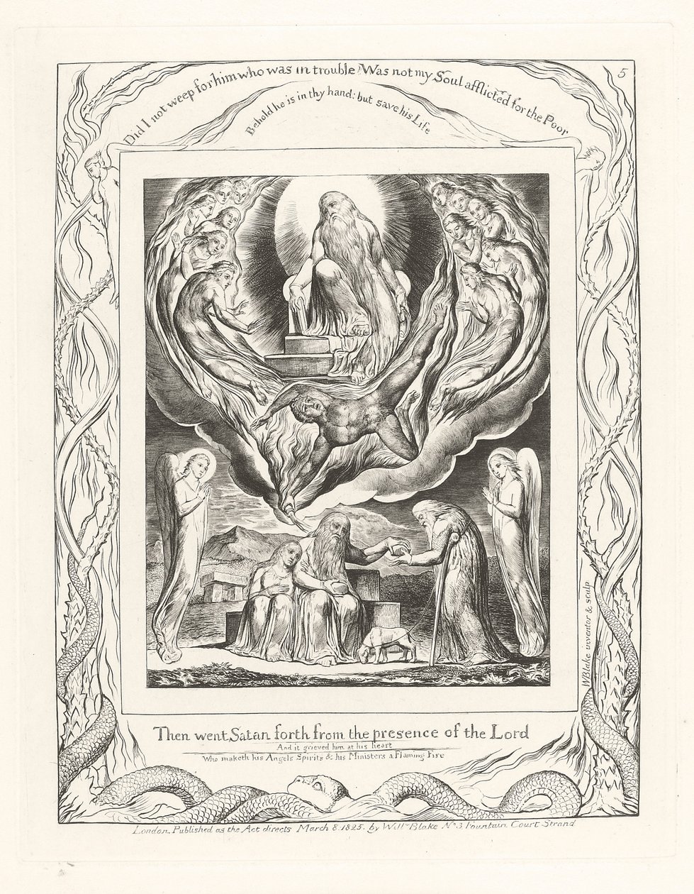 Then went Satan forth from the presence of the Lord, 1825 by William Blake