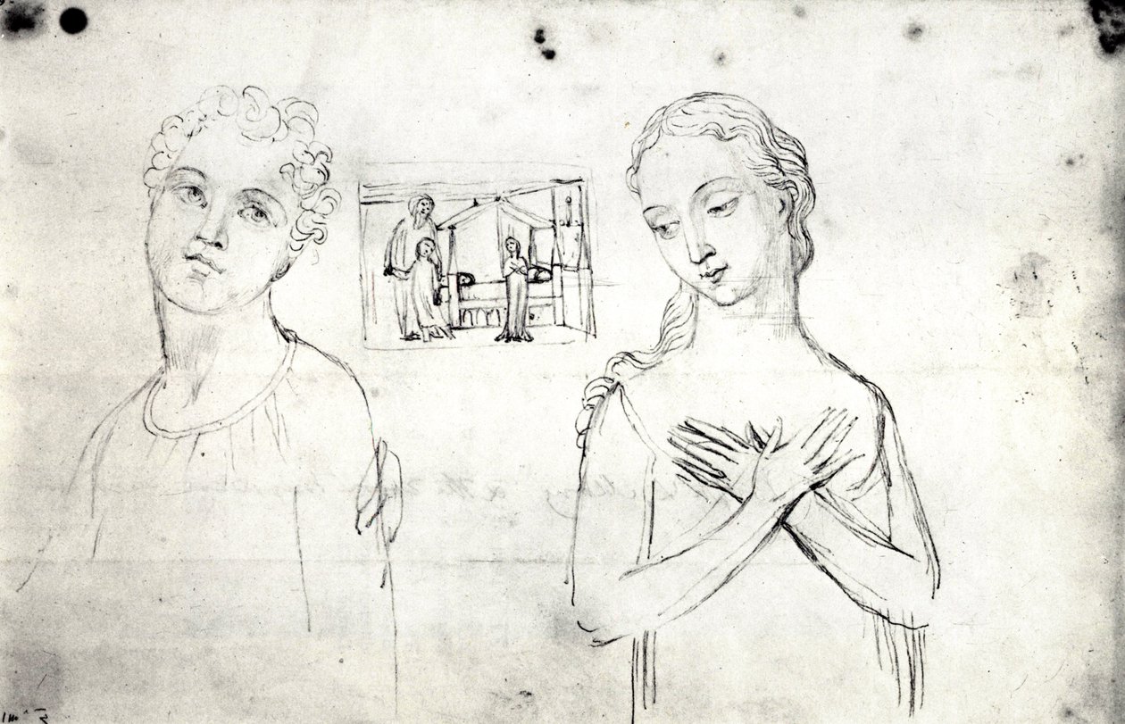 Visionary Heads of Joseph and Mary by William Blake