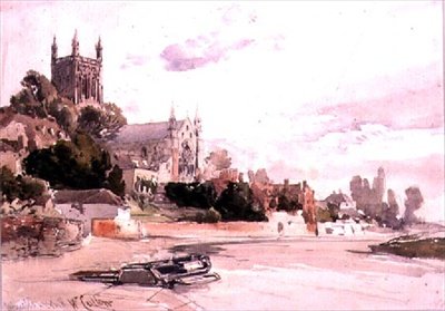 Worcester Cathedral: Seen from the River by William Callow