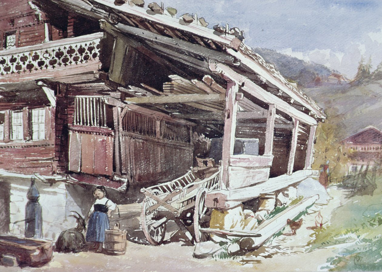 Chalet and Farm in the Bernese Oberland by William Collingwood