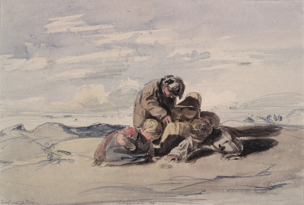 Littlehampton: Seashore Study with Children Playing on the Sands by William Collins