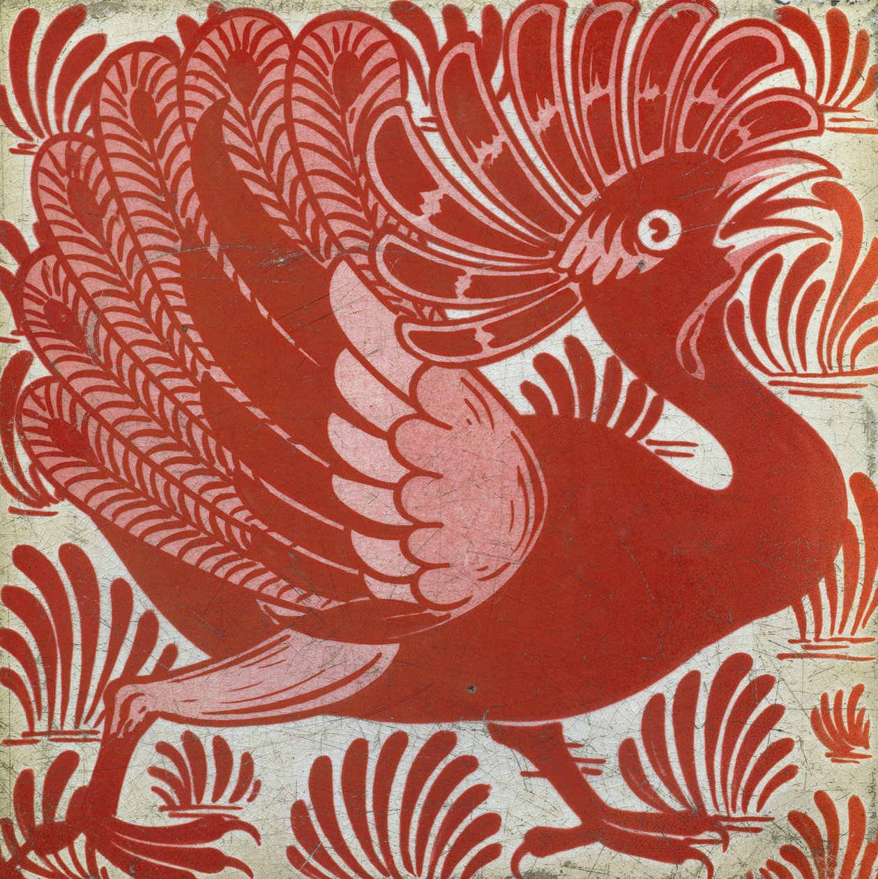 Tile with a Peacock Design by William de Morgan