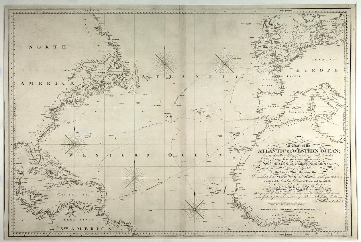 A Chart of the Atlantic or Western Ocean, showing the track of Nelson