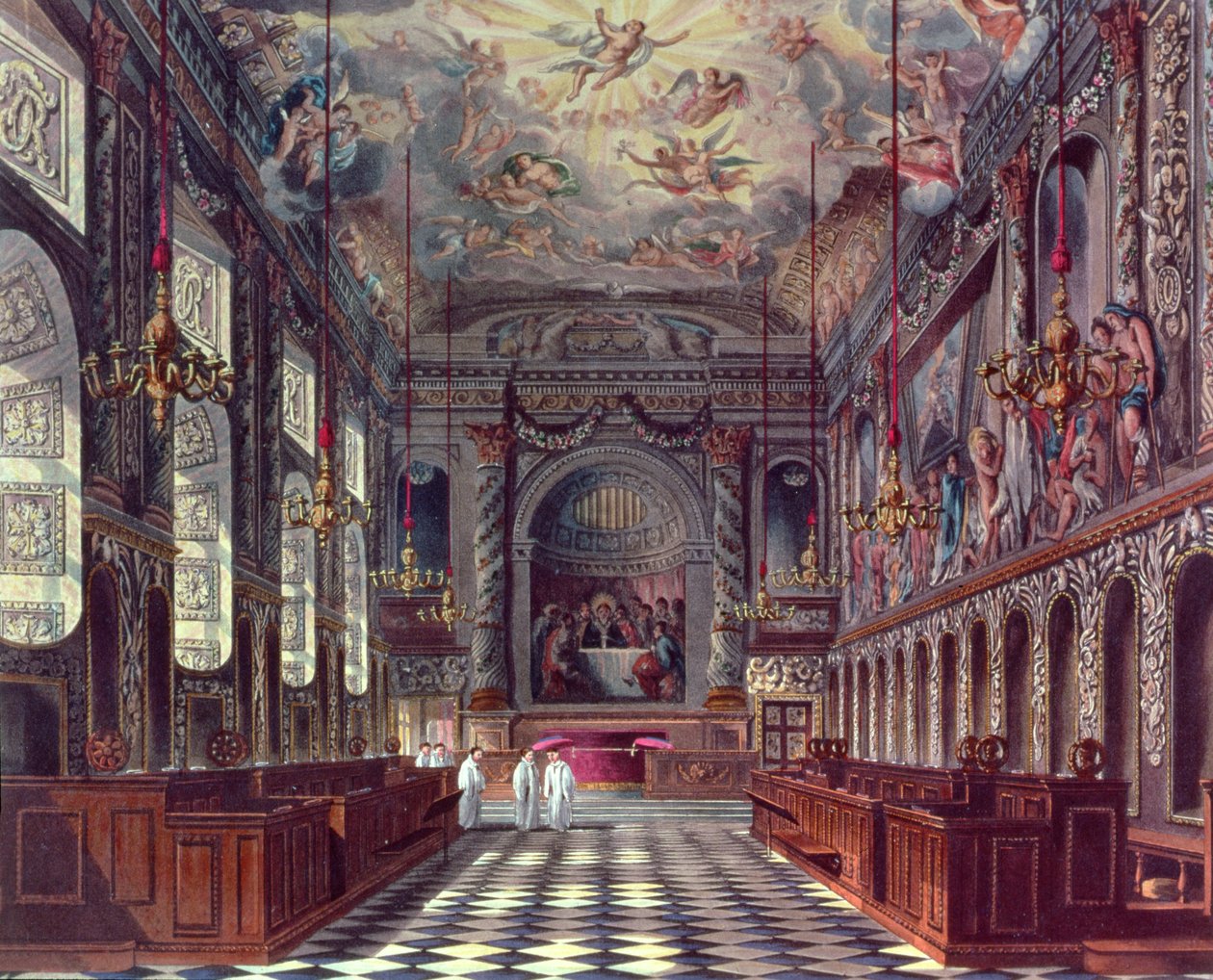 The Royal Chapel, Windsor Castle from Pynes Royal Residences by William Henry Pyne