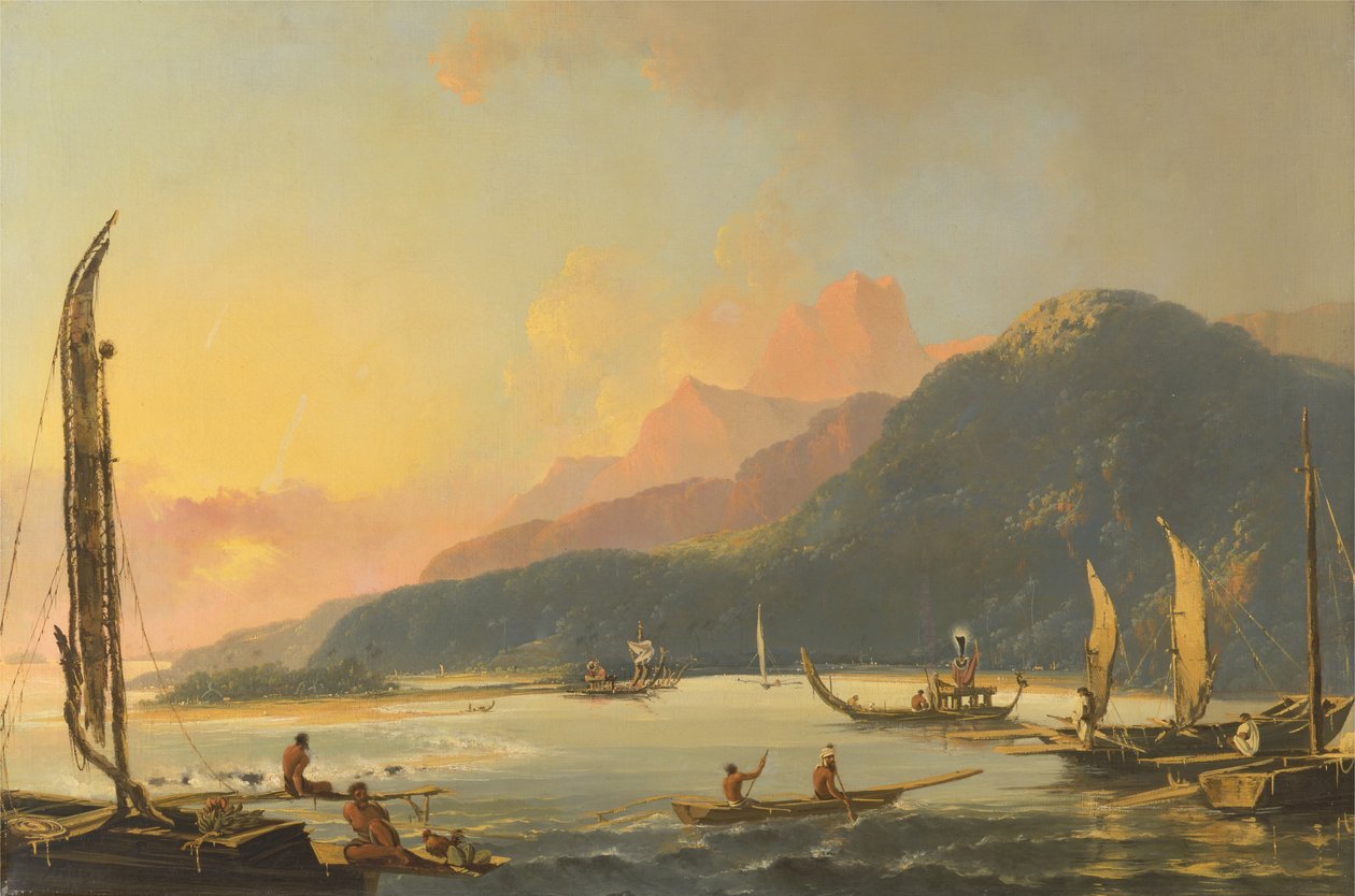 Tahitian War Galleys in Matavai Bay, Tahiti by William Hodges