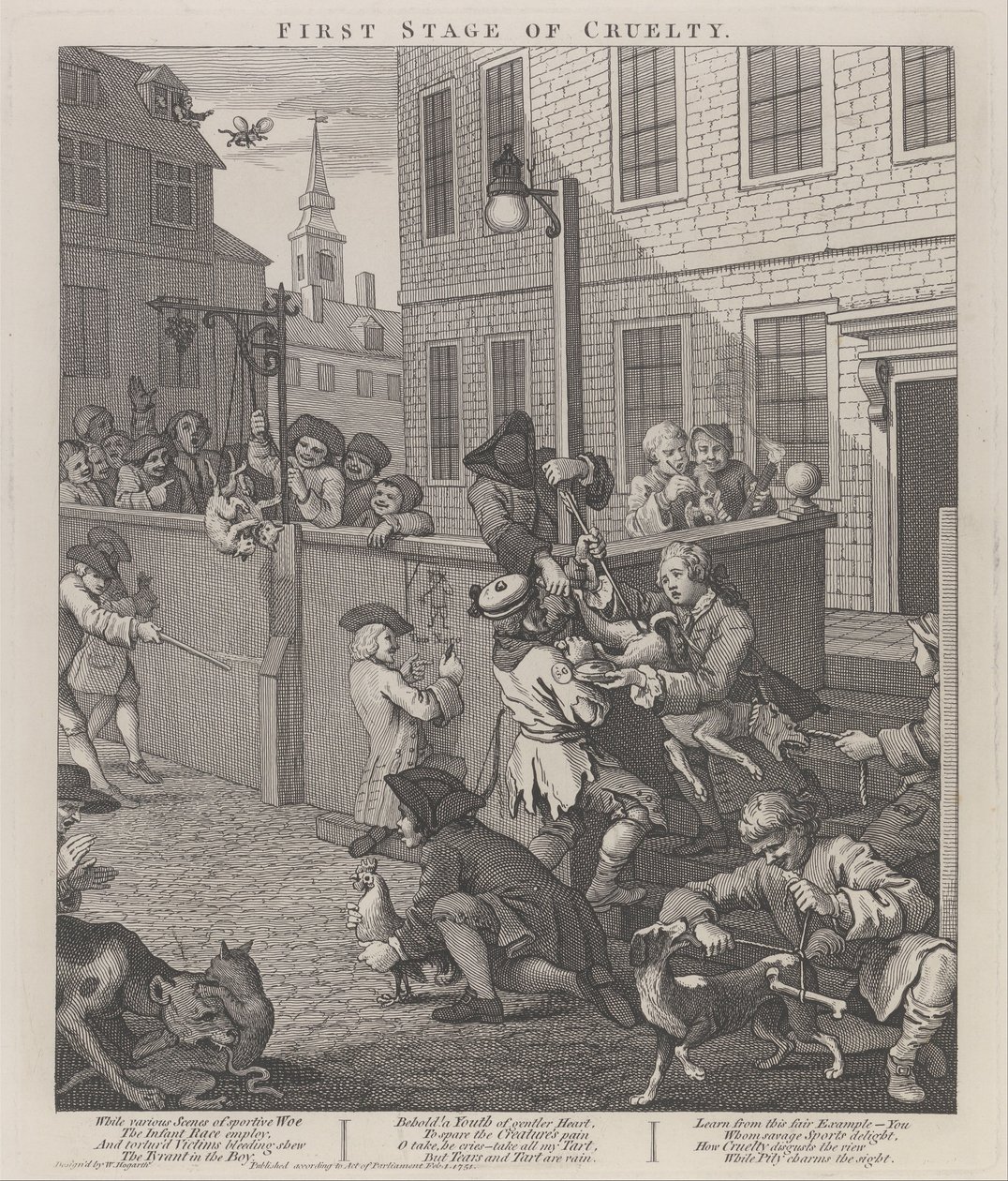 The First Stage of Cruelty - Children Torturing Animals by William Hogarth