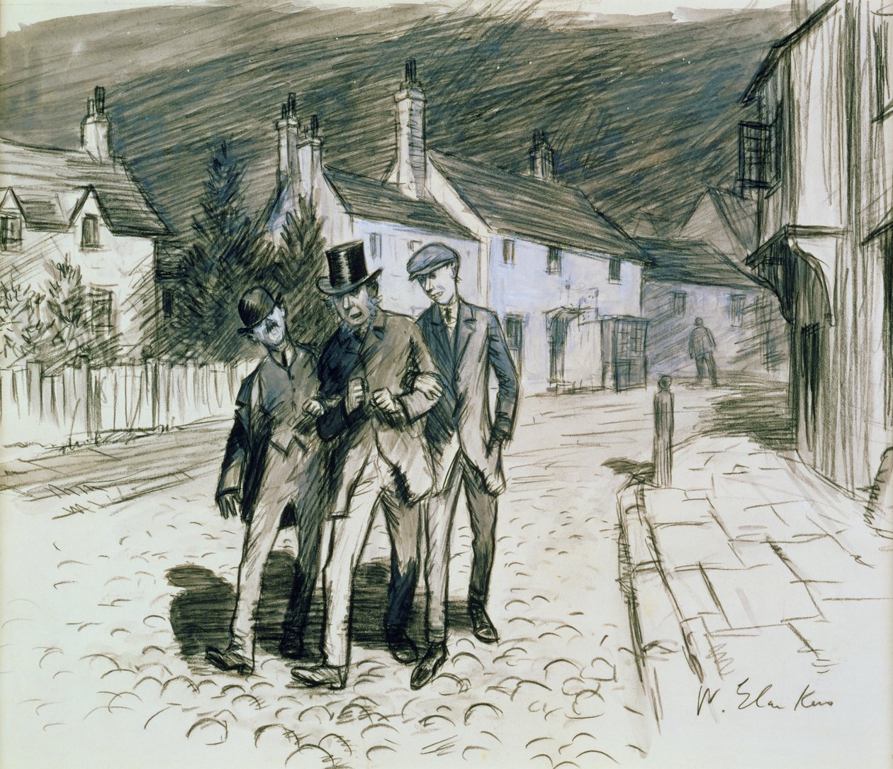 Street Scene with Three Drunks by William James Glackens