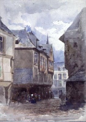 A Street in Dinan, France by William Linnaeus Casey