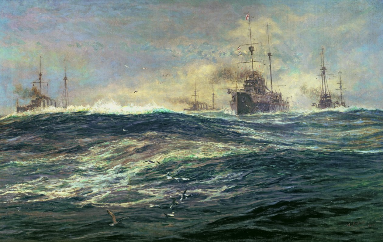 1st Battle Squadron of Dreadnoughts Steaming down the Channel by William Lionel Wyllie