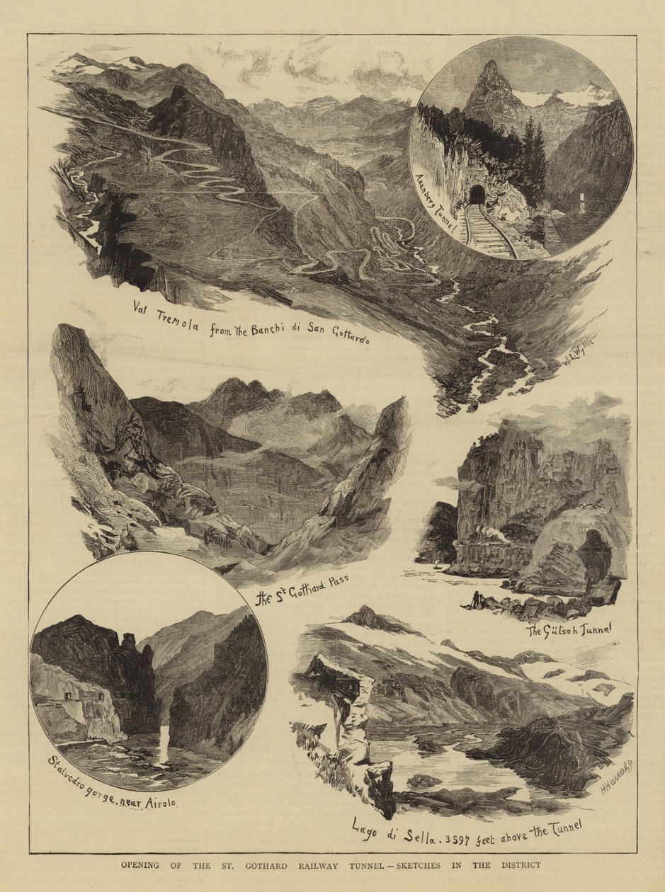 Opening of the St Gothard Railway Tunnel, Sketches in the District by William Lionel Wyllie