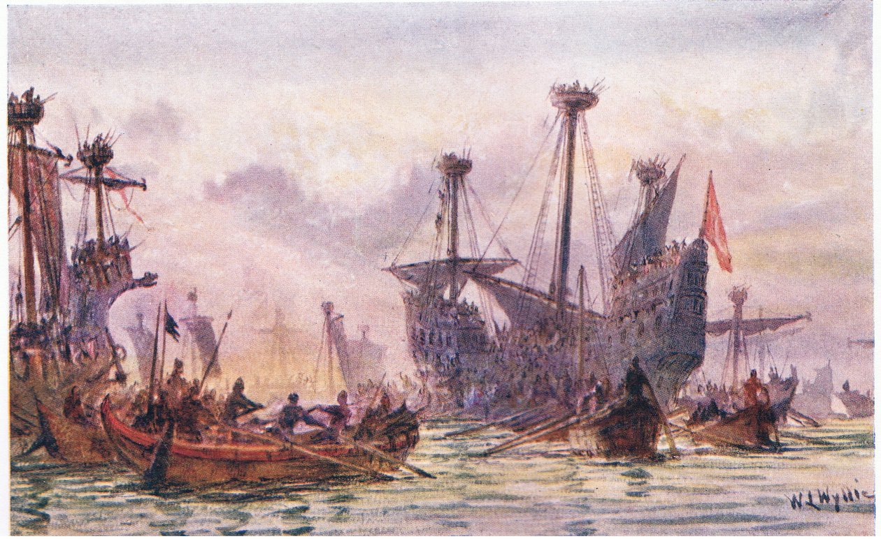 Richard I in action with the Saracen ship, 1915 by William Lionel Wyllie