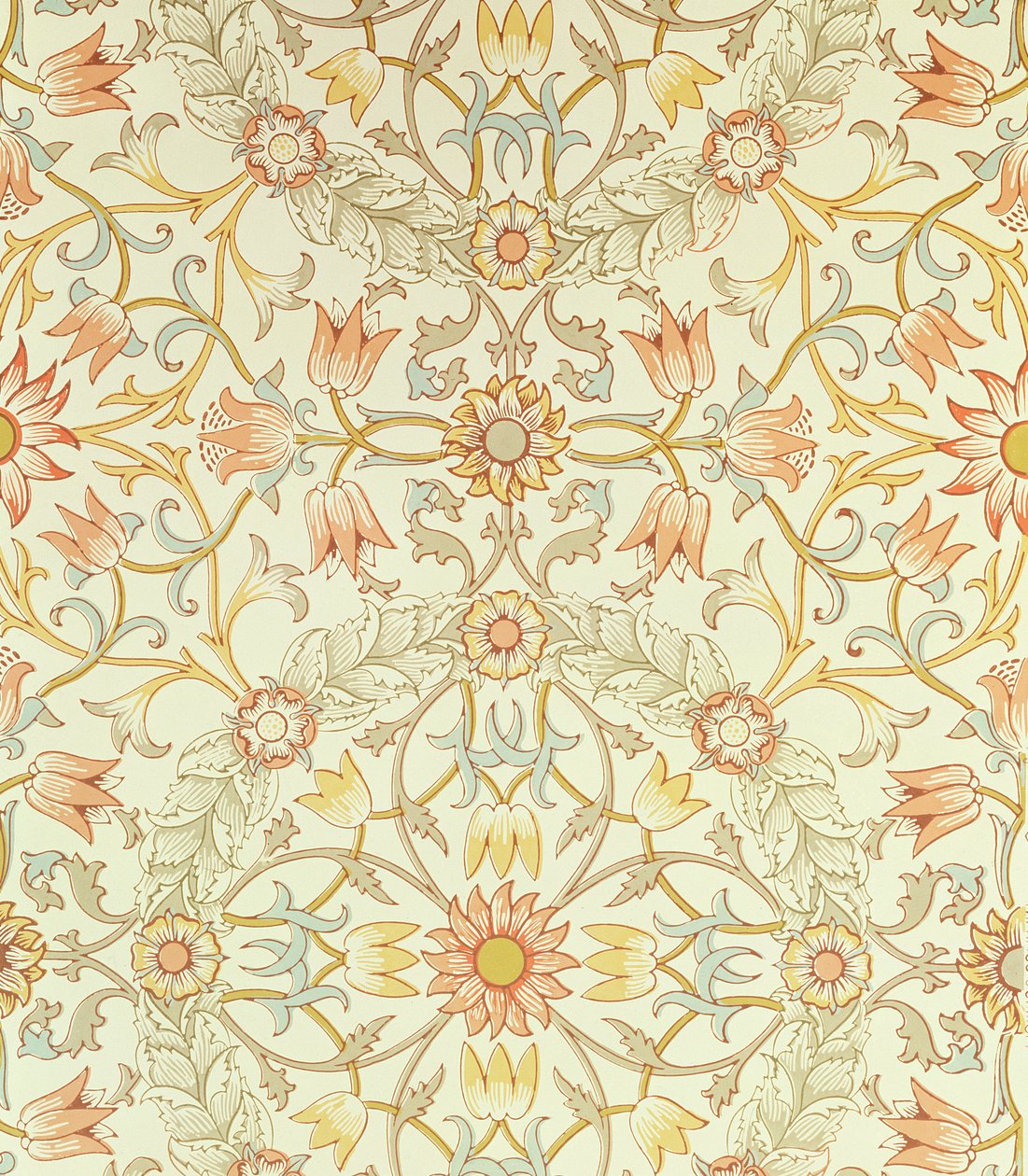 Wallpaper with a Floral Design of Lilies Enclosed by Roses Designed by William Morris by William Morris