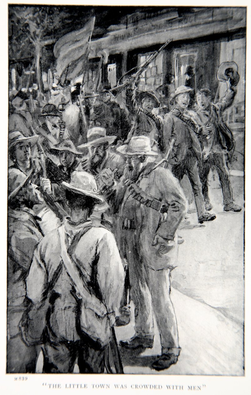 The little town was crowded with men, an illustration from 