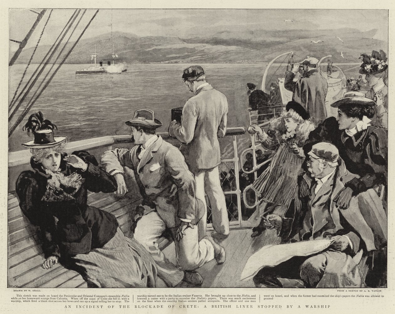 An Incident of the Blockade of Crete, a British Liner Stopped by a Warship by William Small