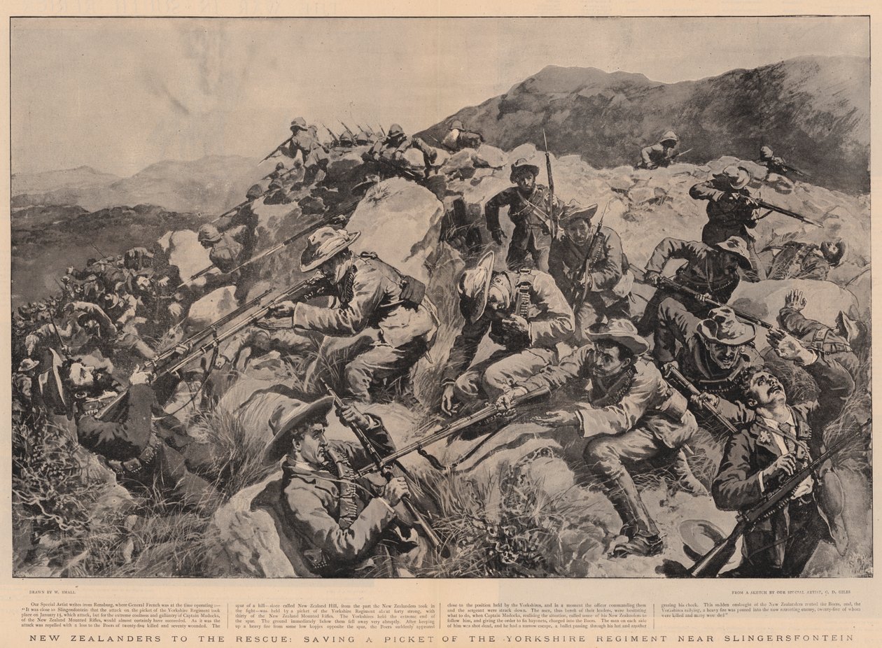 New Zealanders to the Rescue, saving a Picket of the Yorkshire Regiment near Slingersfontein by William Small