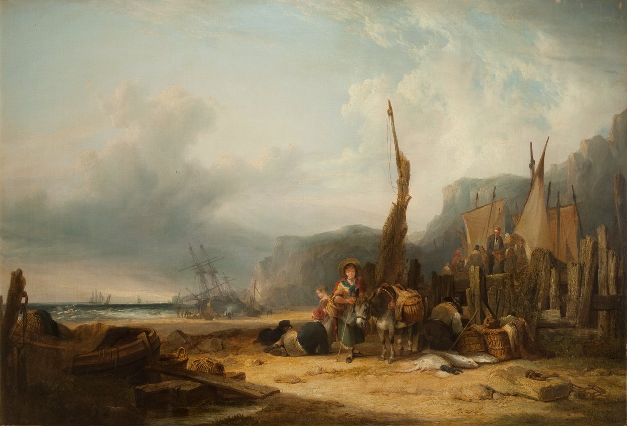 Coast Scene with Shipping by William Snr. Shayer