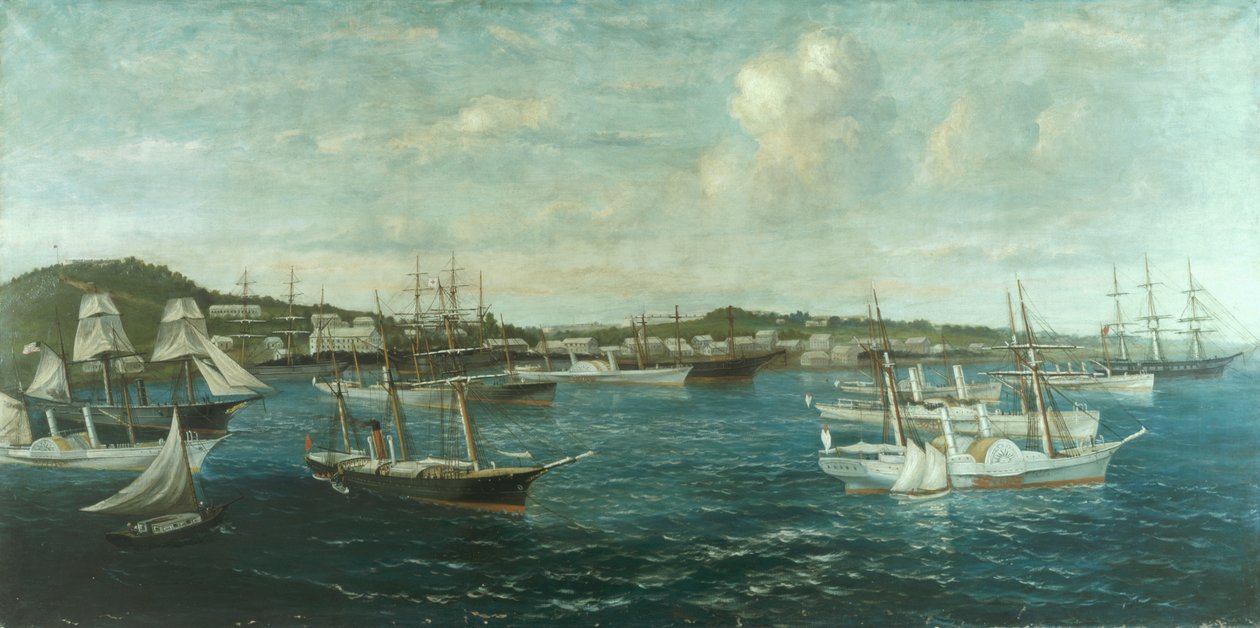 Blockade Runners in Port at St. George, Bermuda, c.1861-65 by William Torgerson