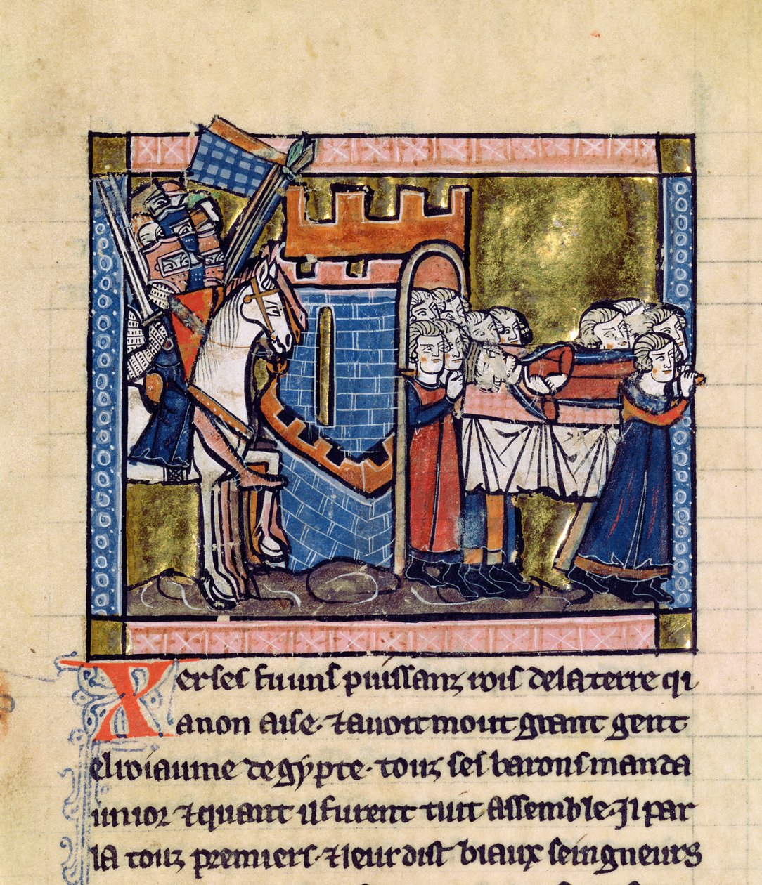 Citizens of Edessa Pay Homage to Baldwin II, from the Estoire d