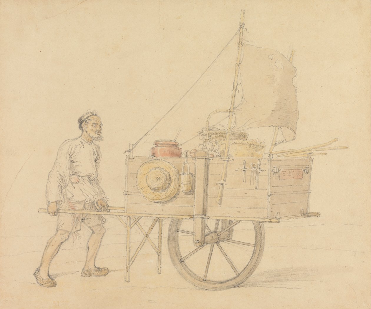 Chinese Carrier with His Sail-Set Barrow by William Alexander