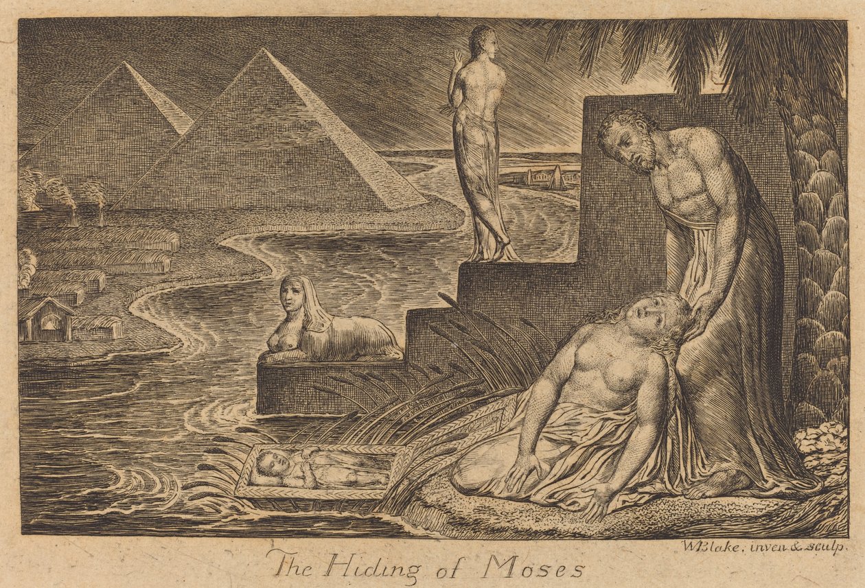 The Hiding of Moses by William Blake