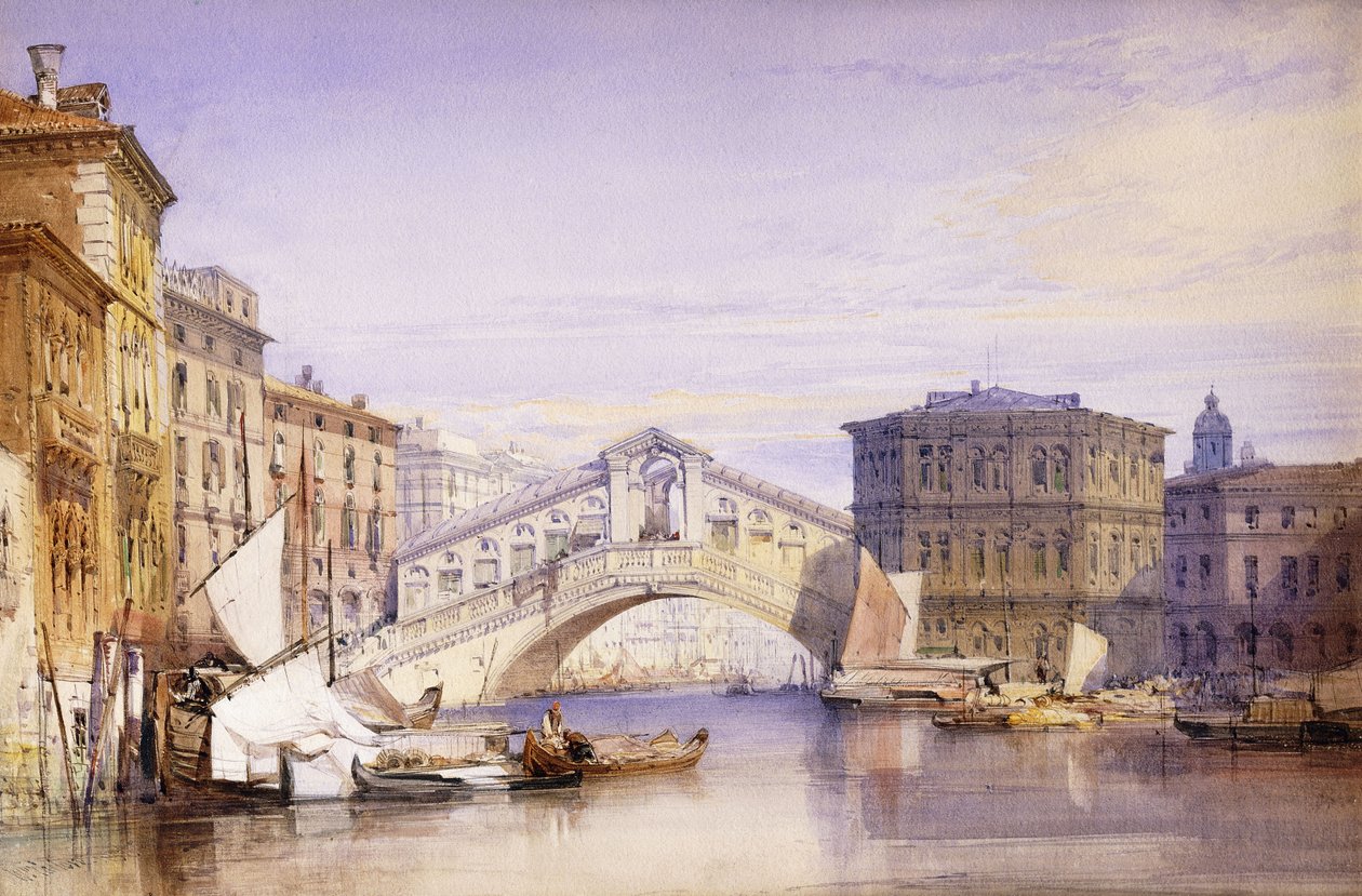 The Rialto from the Grand Canal by William Callow