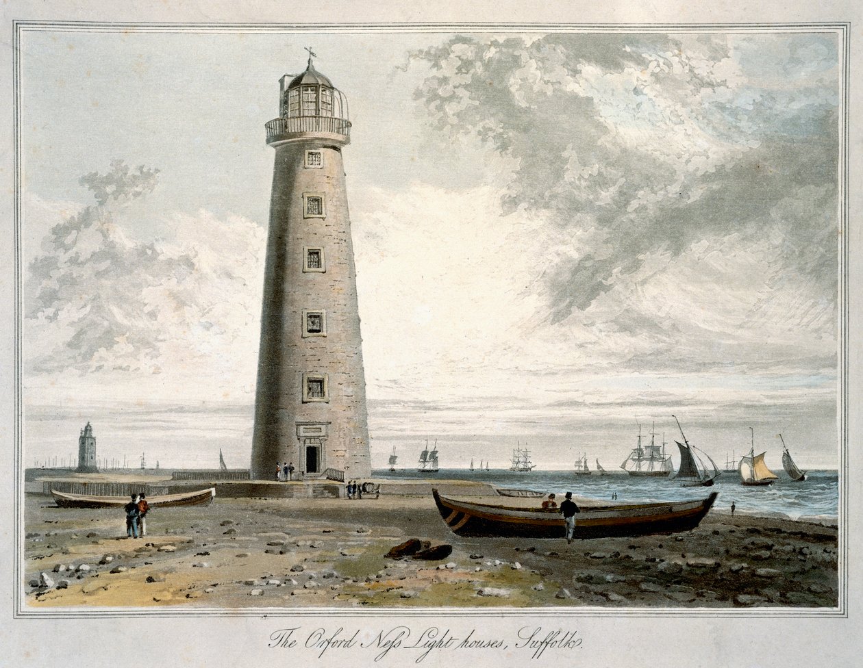 The Orford Ness Lighthouses, Suffolk, 1822 by William Daniell