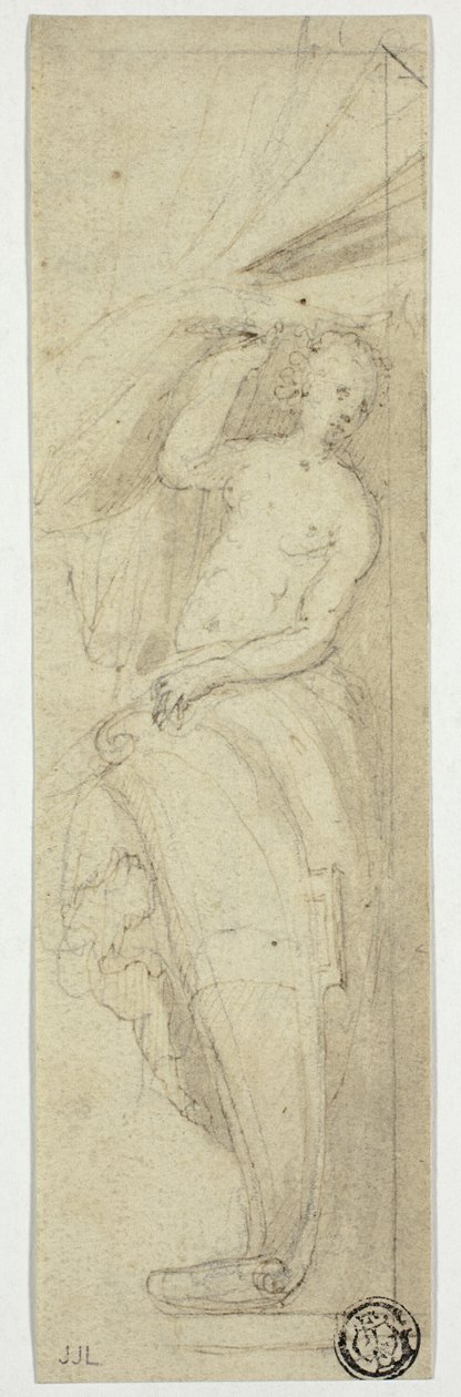 Female Figure Pulling Aside Curtain by William Etty