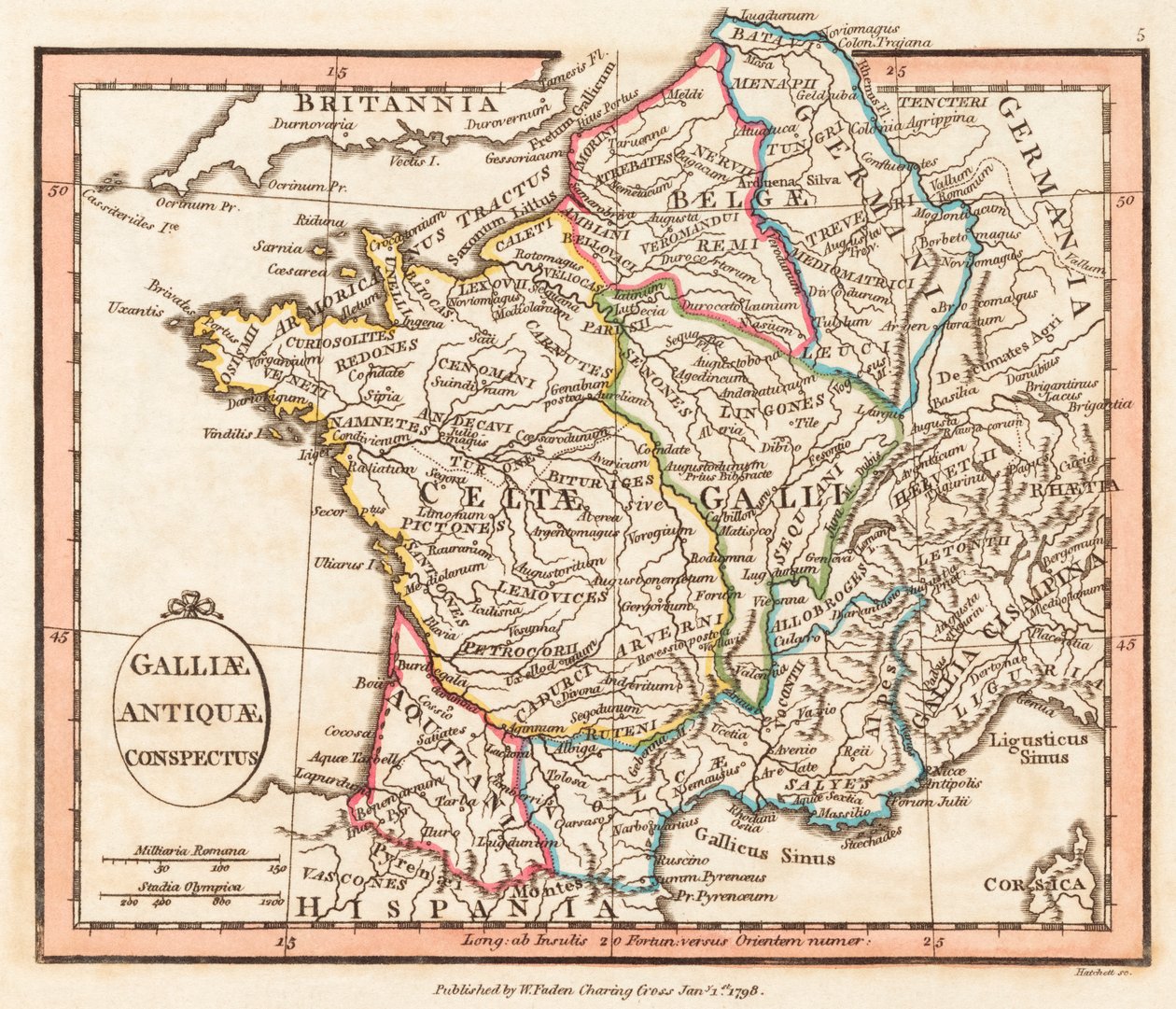 Ancient Gaul Map by William Faden