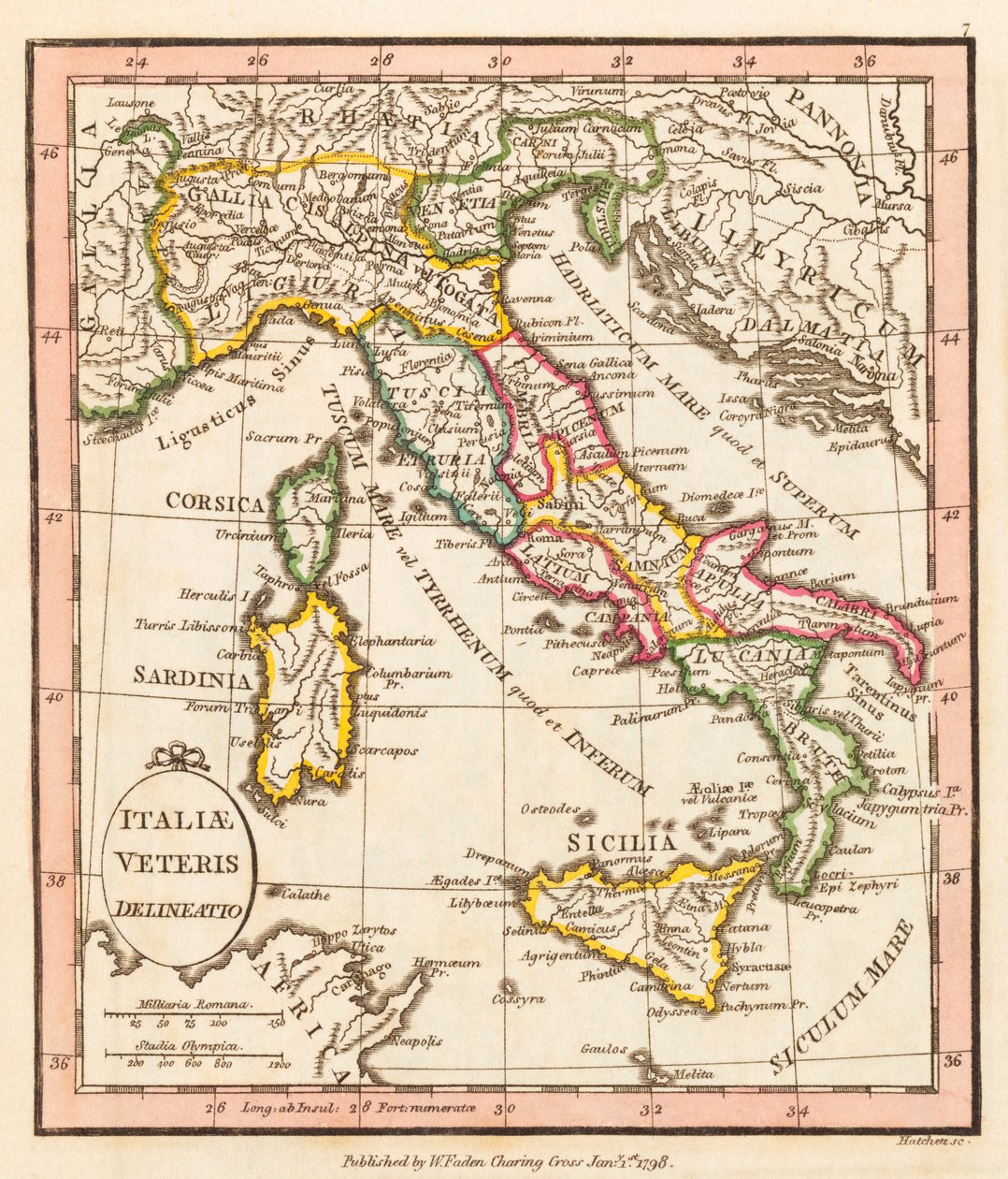 Ancient Italy Map by William Faden