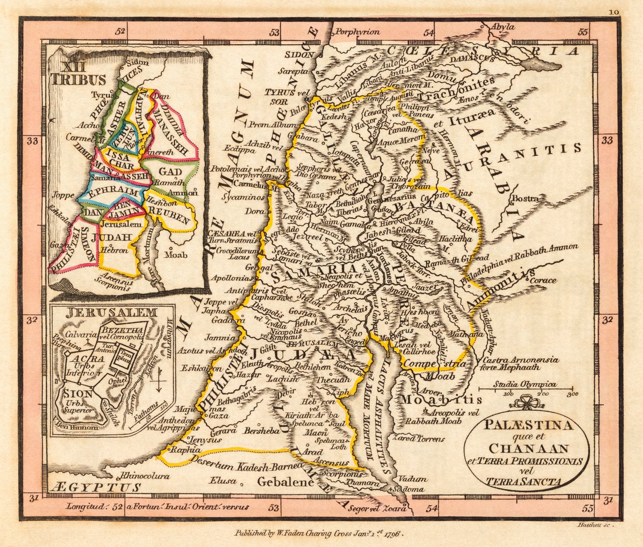 Palestine Map by William Faden