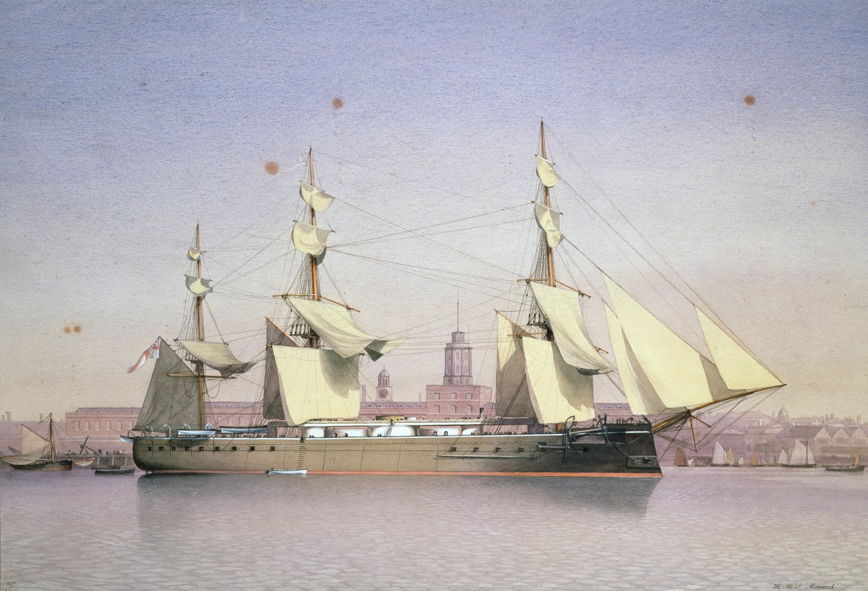 H.M.S. Monarch at Plymouth by William Frederick Mitchell