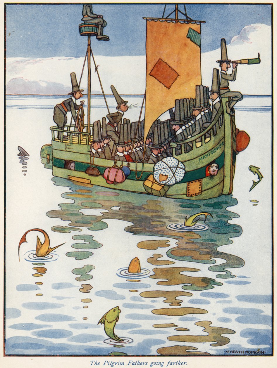 The Pilgrim Father Going Further by William Heath Robinson