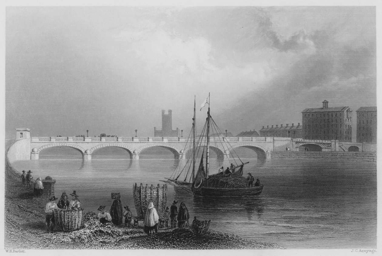 Wellesley Bridge, Limerick by William Henry (after) Bartlett