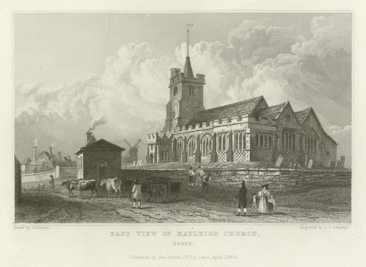 East View of Rayleigh Church, Essex by William Henry Bartlett