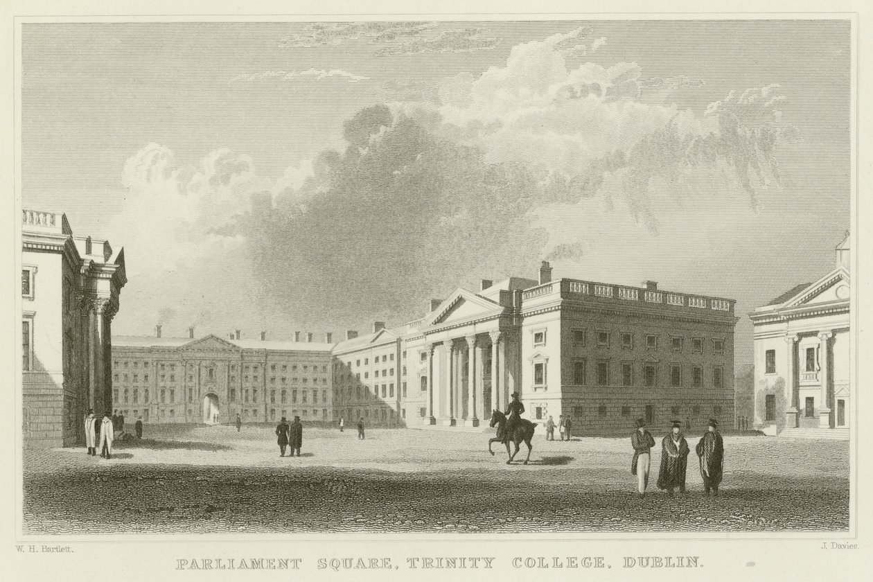 Parliament Square in Dublin by William Henry Bartlett