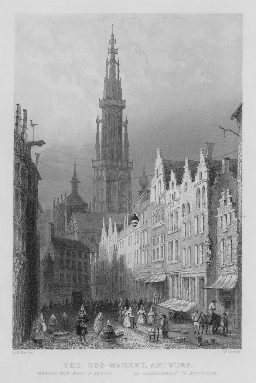 The Egg-Market, Antwerp by William Henry Bartlett