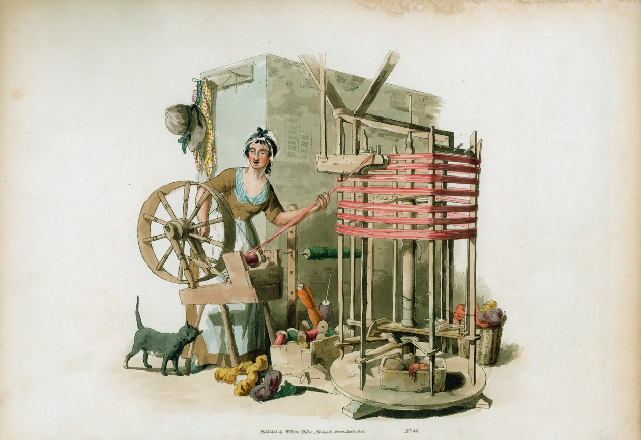 The Worsted Winder, 1805 by William Henry Pyne
