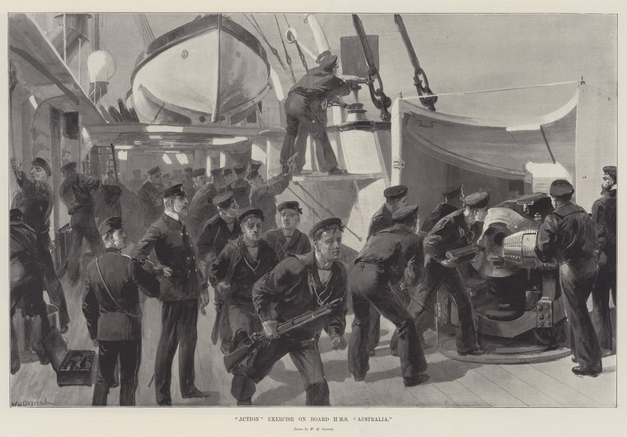 Action Exercise on Board HMS Australia by William Heysham Overend