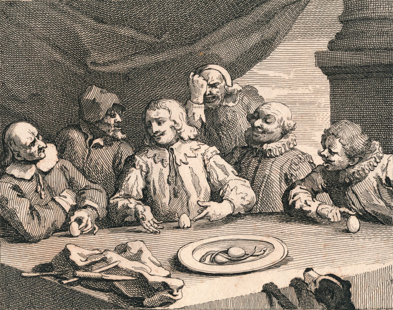 Christopher Columbus cracking the egg, 1753 by William Hogarth