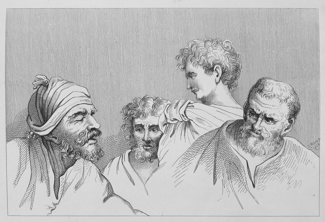 Head Studies from Cartoons at Hampton Court by William Hogarth
