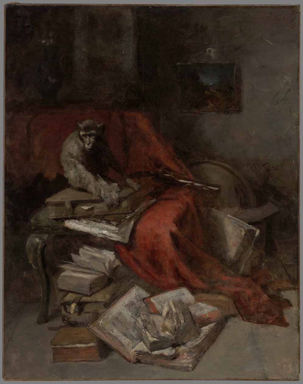 Monkeying with Literature by William Merritt Chase